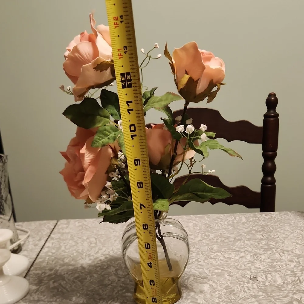 Elegant Faux Pink Rose Arrangement in Heart Vase